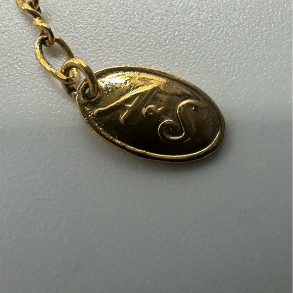 Vintage Attwood & Sawyer A&S Gold Tone Rope Pendant Necklace Rhinestone UK FLAWS - Picture 8 of 14